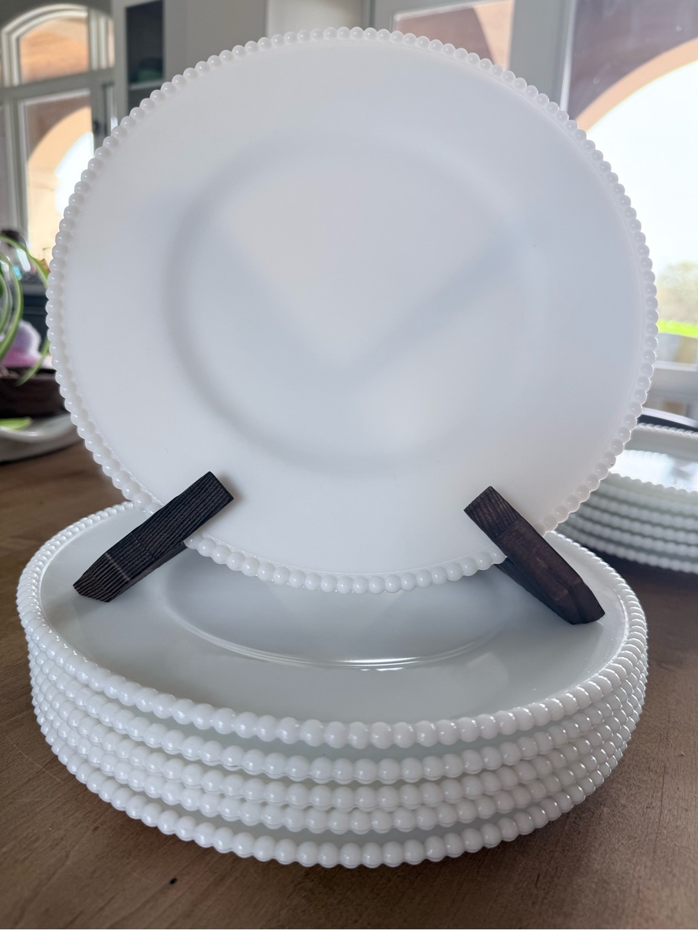 Westmoreland White Beaded Edge Dinner Plates - Set